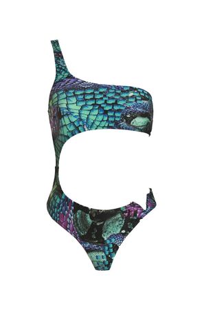 Совместный купальник-монокини со змеиным принтом